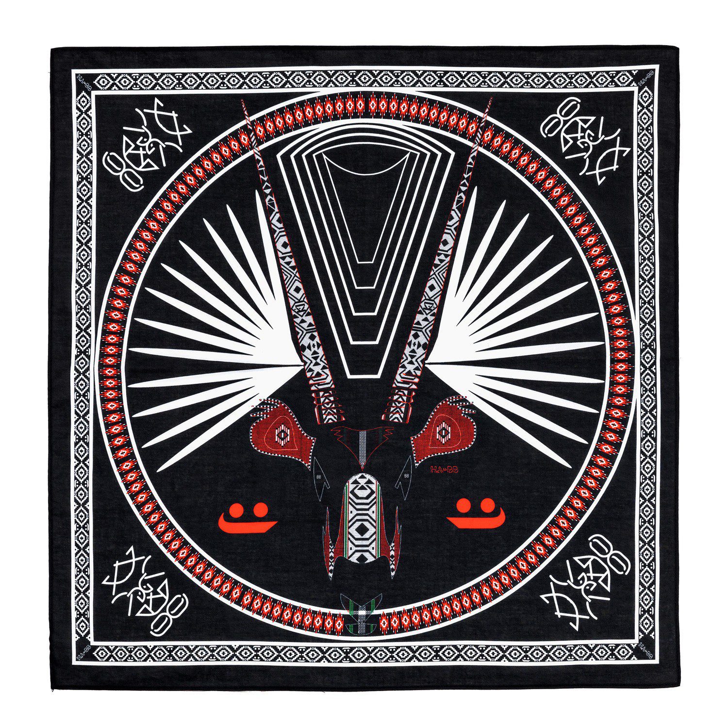 Caracal Bandana In Cotton With Hand-Rolled Edges (100% Cotton).