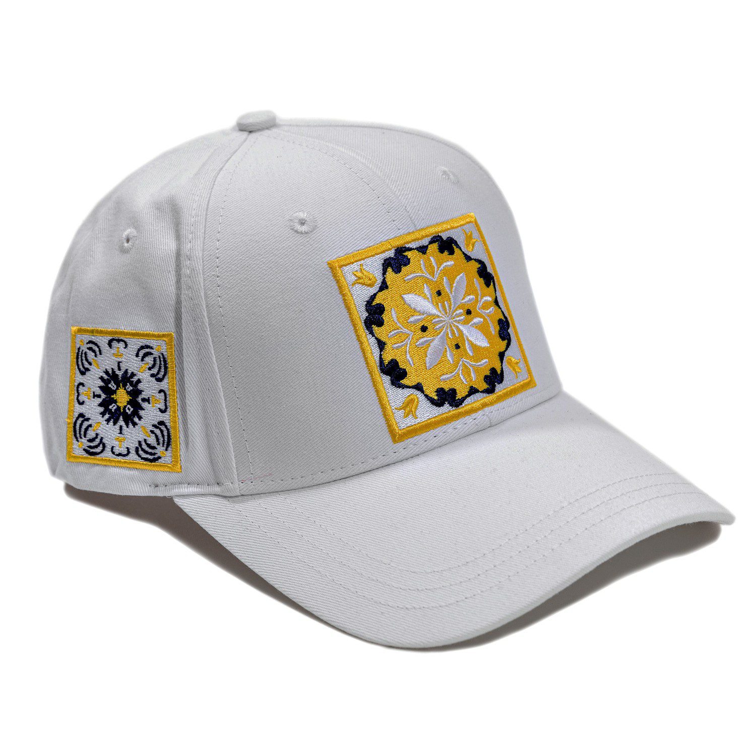 White Tile Big / Al-Sadu Embroidery Cap 100% Cotton Made In Italy