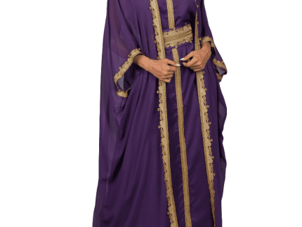 Latest Purple Formal Dress with Golden Embroidery