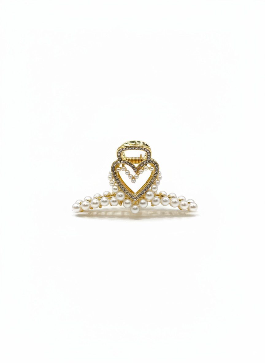 Love Heart Brooch In Gold With Pearl