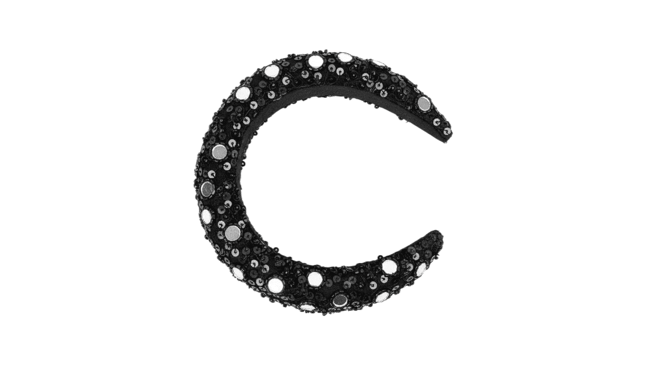 Black Head Band With Crystal