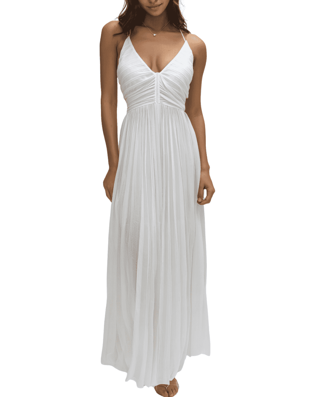 Leiley White Pleased Dress Long Sleeveless Butterfly Back Design