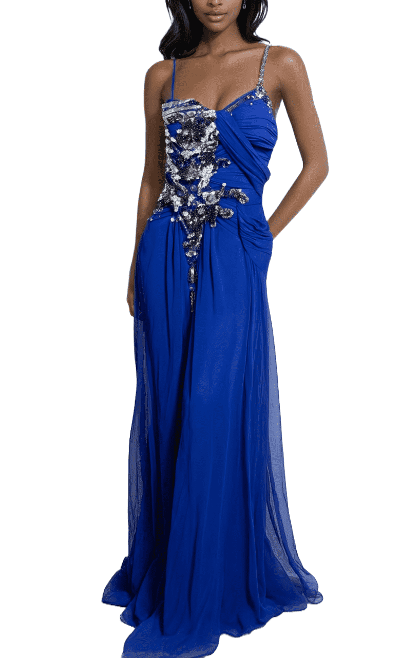 Blue Dress with Embroidery Free Size