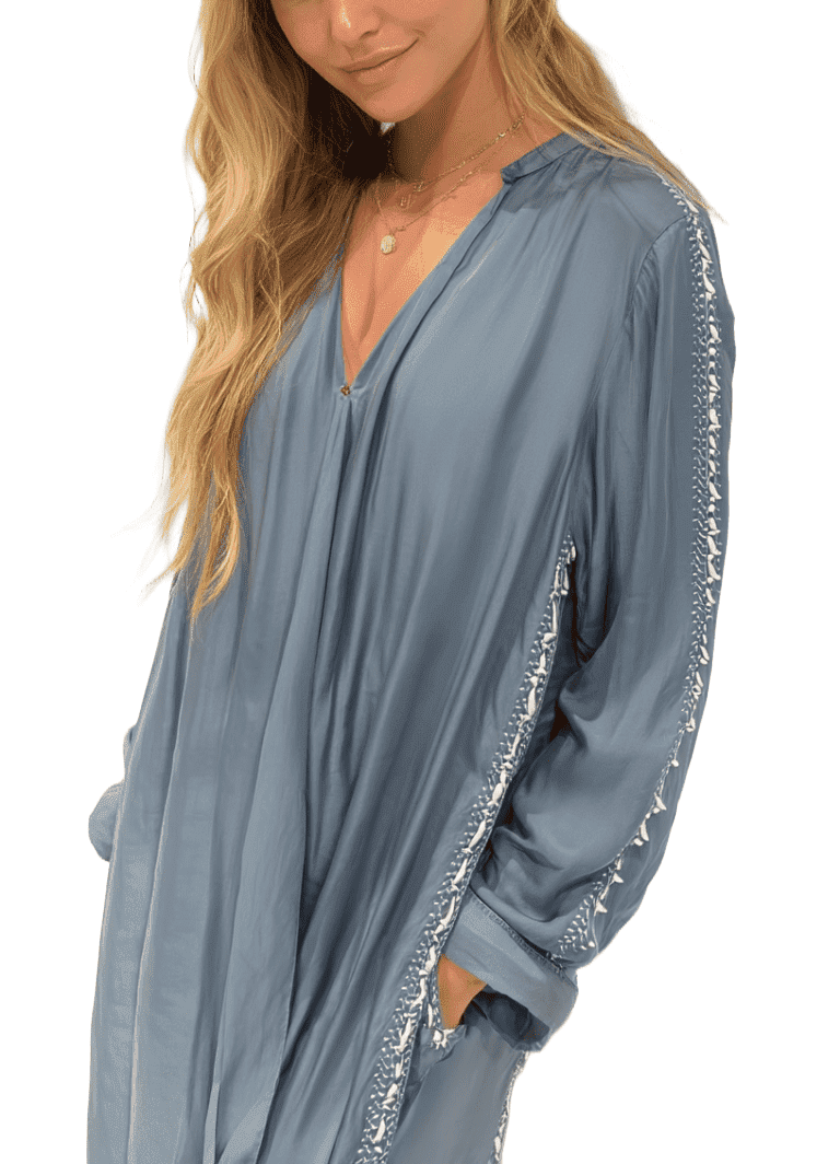 Sky Blue Formal Fitting Abaya - Free Size