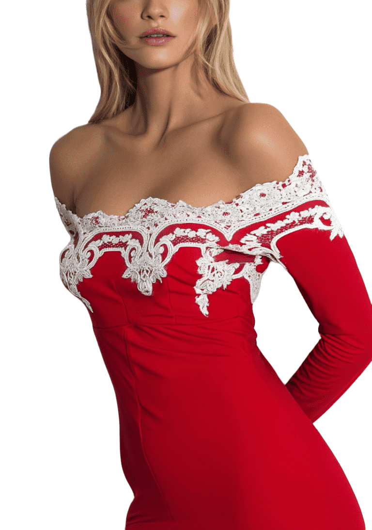 Red with Silver Embroidery Party Wear Free Size