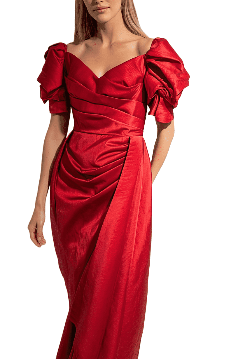 Red Formal Wear Dress - Free Size