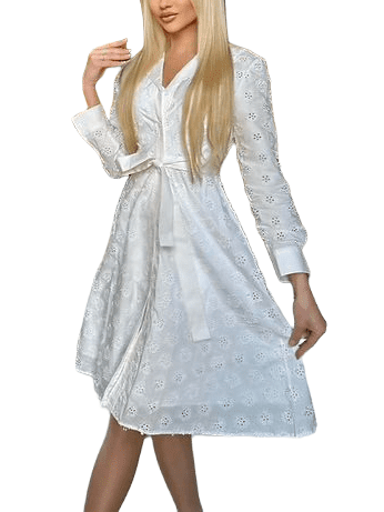 Felicia White Lace Midi Dress With Bowl Small Size