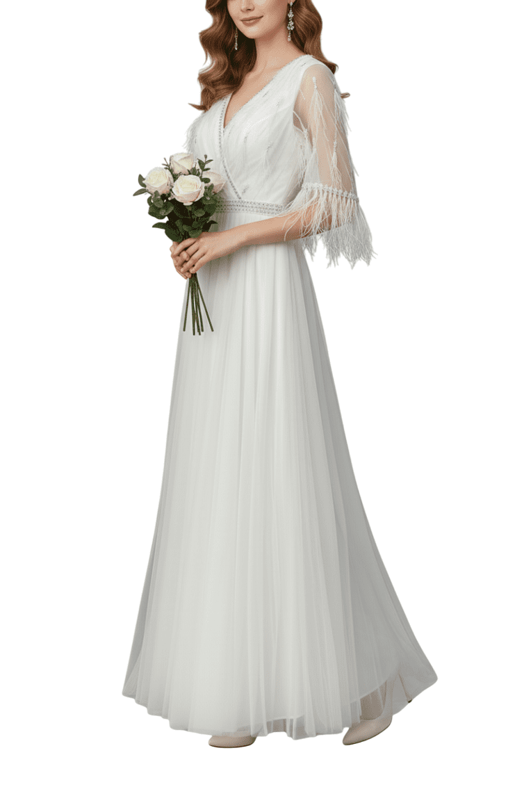 White Formal Fitting Wear - Free Size