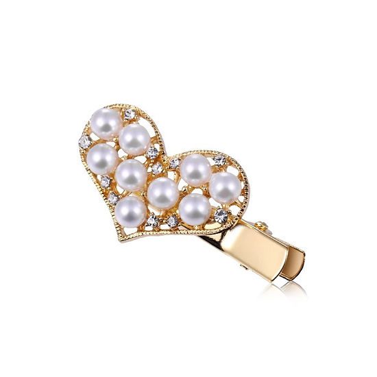 Jeicy Gold Pearl Crystal Small Hair Clip
