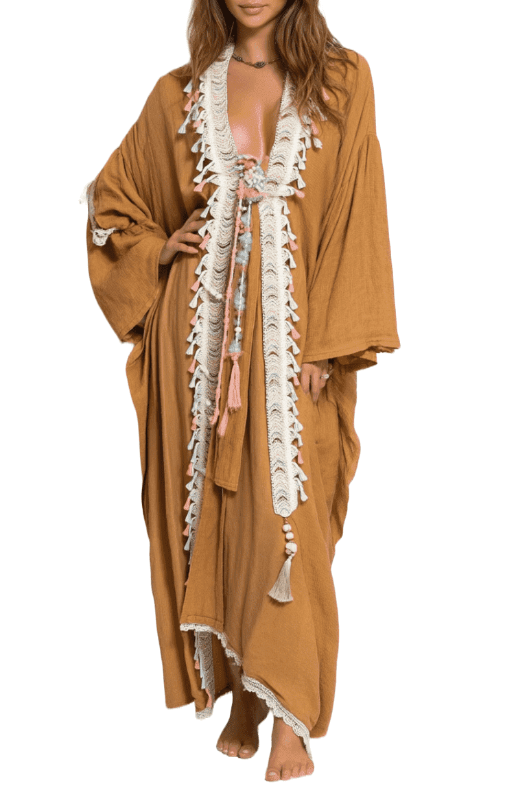 Peach with White Embroidery Casual Wear Dress Free Size