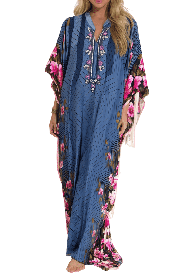 Sky Blue Formal Wear with Embroidery Free Size