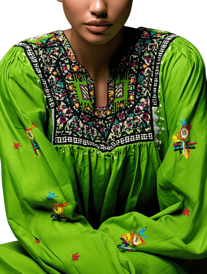 Light Green Embroidery Formal Dress Free Size - Image 2