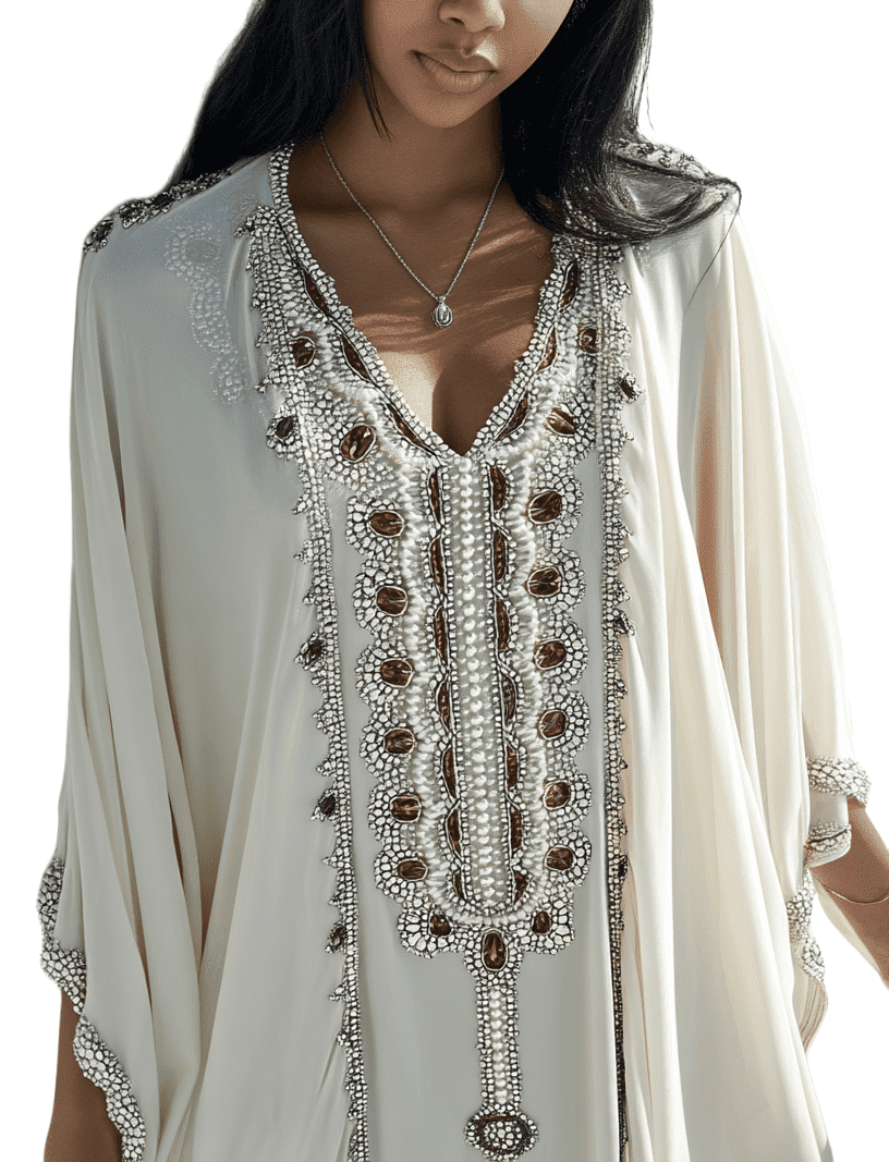 Elegant Double White Abaya – Free Size