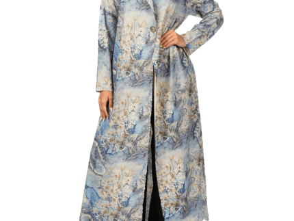 Abaya Design Pattern Blue Floral Free Size