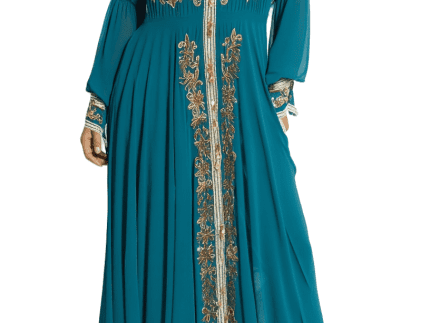 Marwa Ghassan Green Embroided Evening Dress Free Size