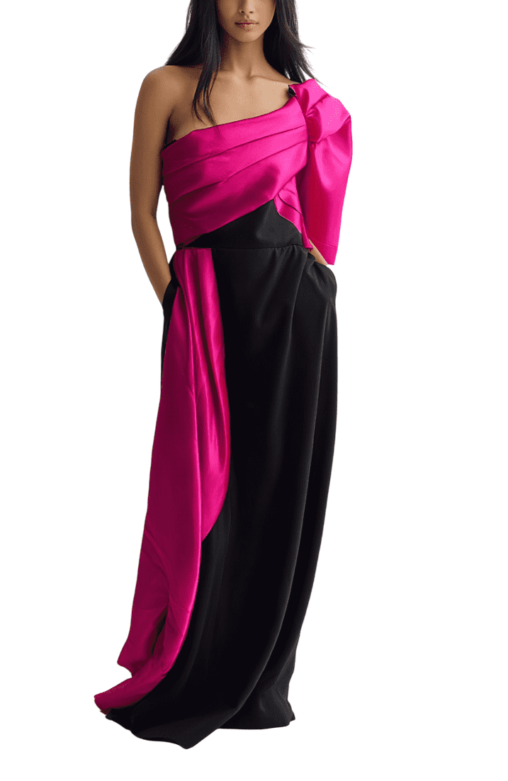 MG Pink Black Dress - Free Size