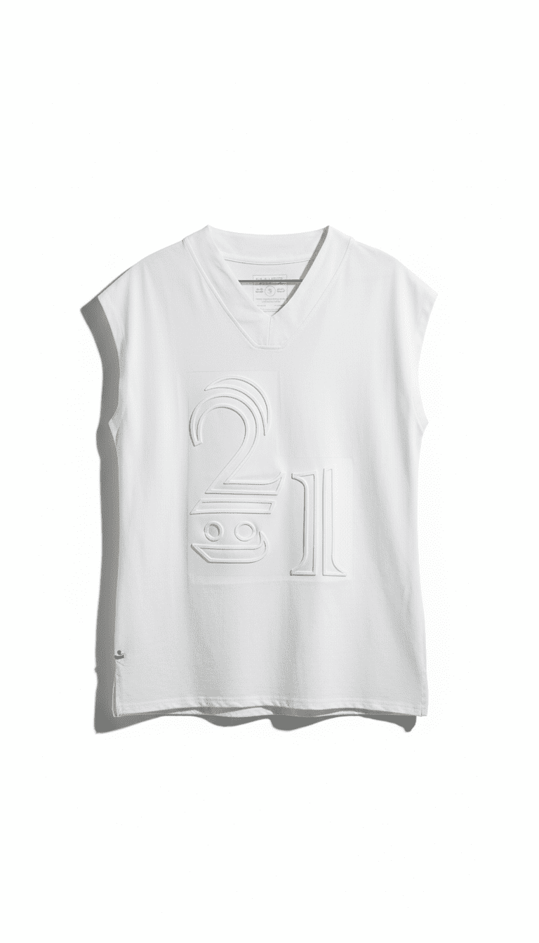 Embossed 21 White Tank Top