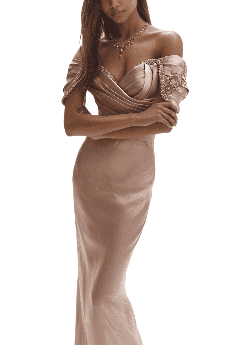 Marwa Ghassan Evening Dress with Detachable Scarf Free Size