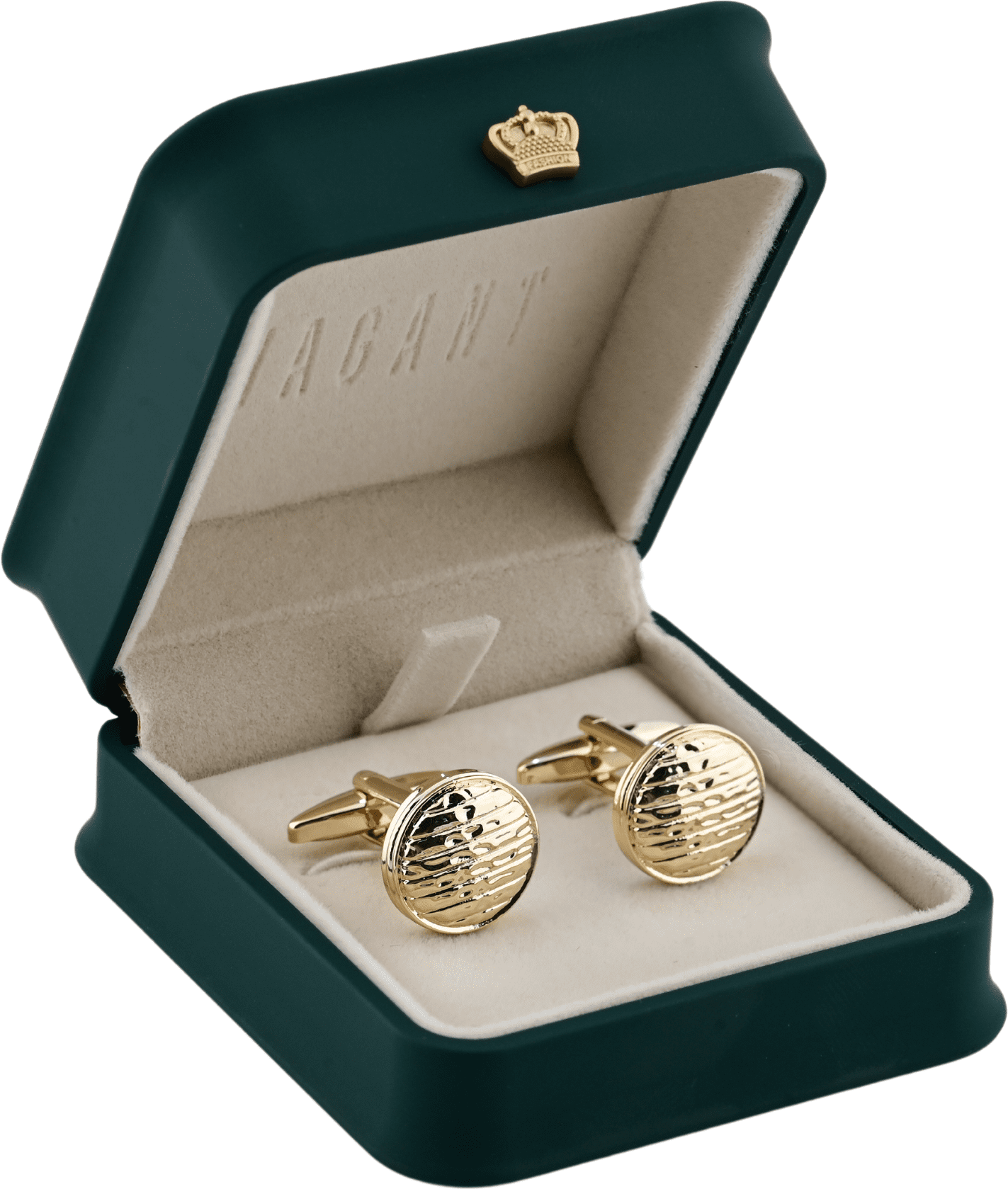 Round Gold Cufflinks With Engraved Detailing
