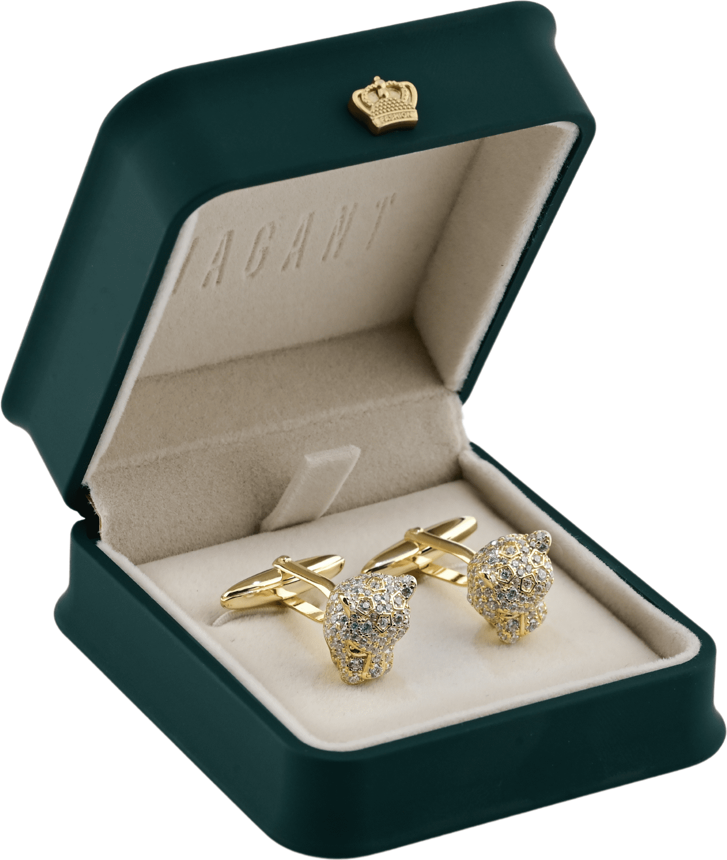 Gold Panther Cufflinks With Dazzling Crystal Detail