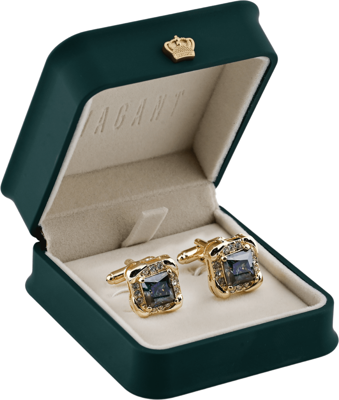 Gold Cufflinks With Iridescent Stone