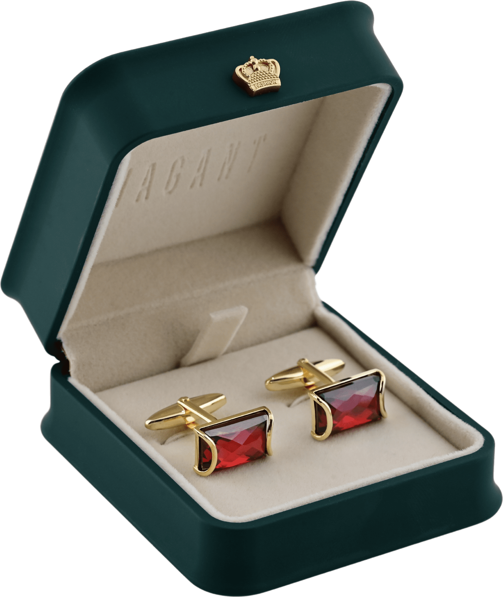 Red Cufflinks With Gold Finish
