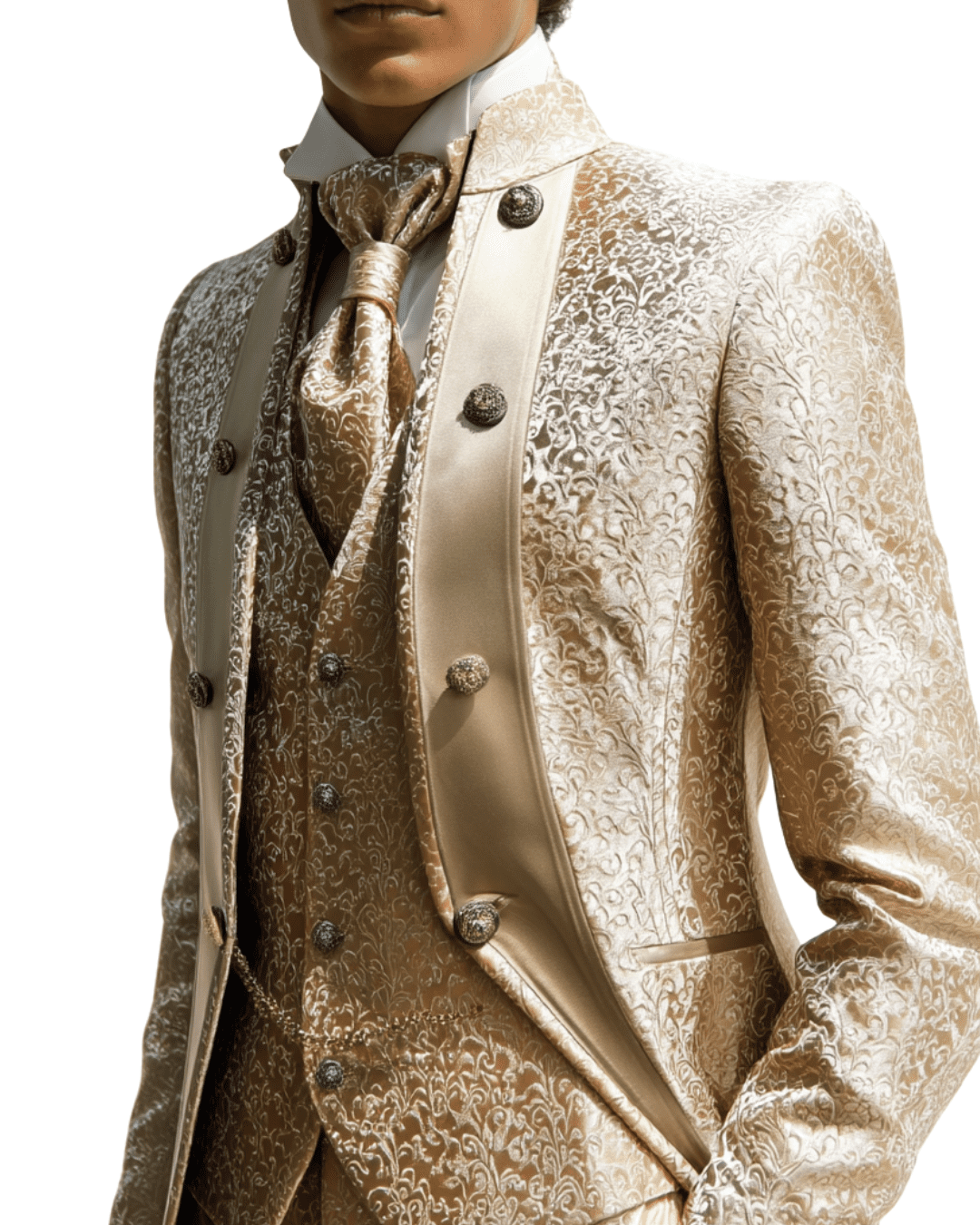 Turquoise Formal Cream Color Suit for Men Size - 48