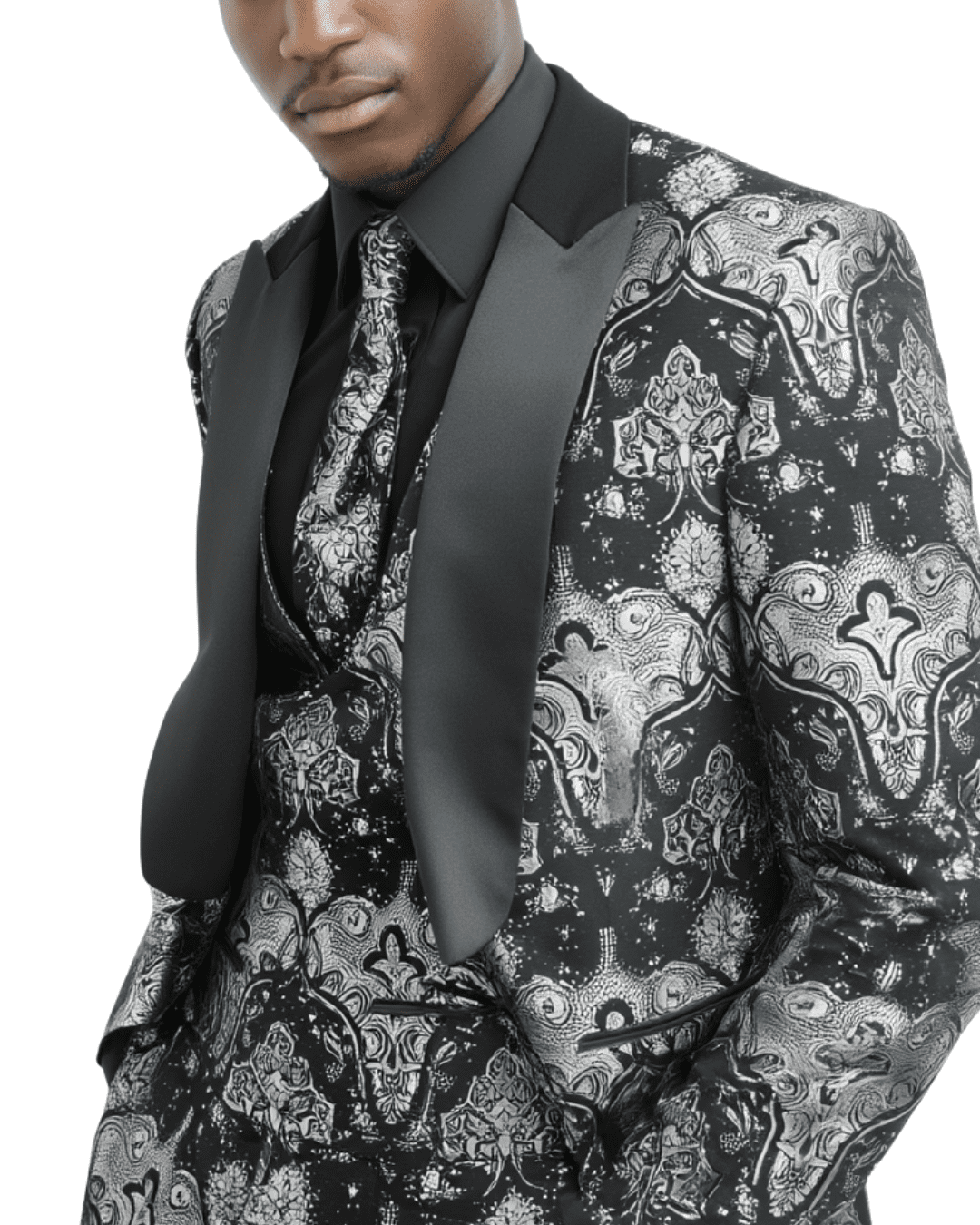 Vagant Black Turquoise Formal Suit for Men