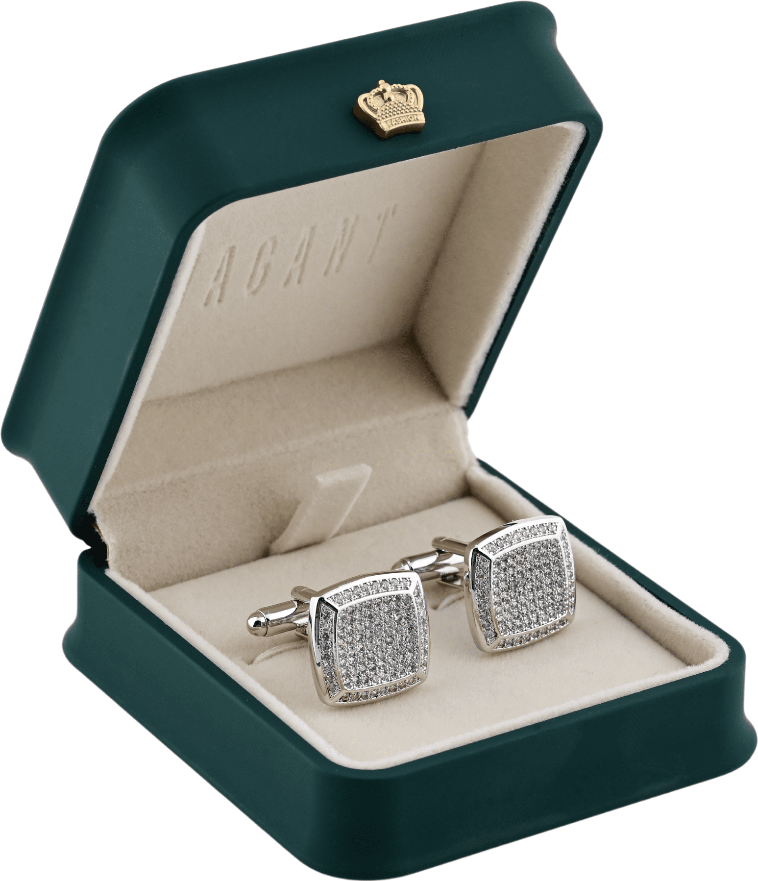 Diamond Design Cufflinks With Silver Frame