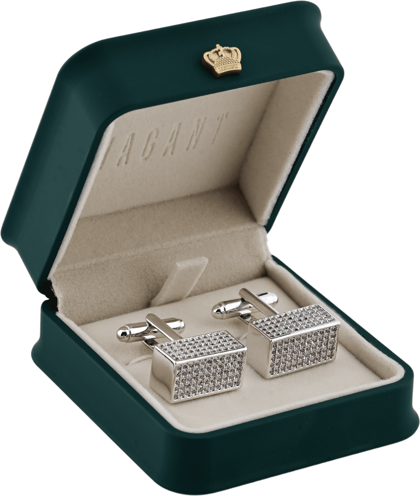 Premium Diamond Design Cufflinks With Rectangular Silver Frame UA