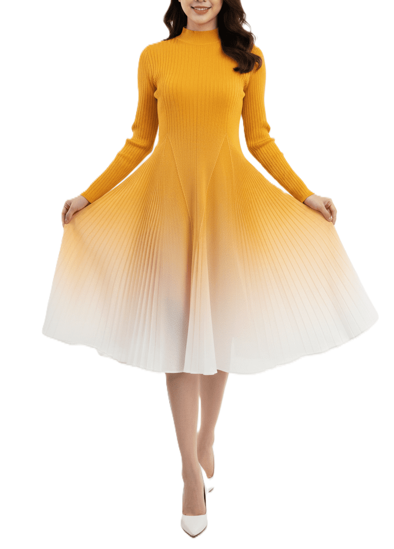 Best Price HDS Yellow and Orange Dress with Blend Colors