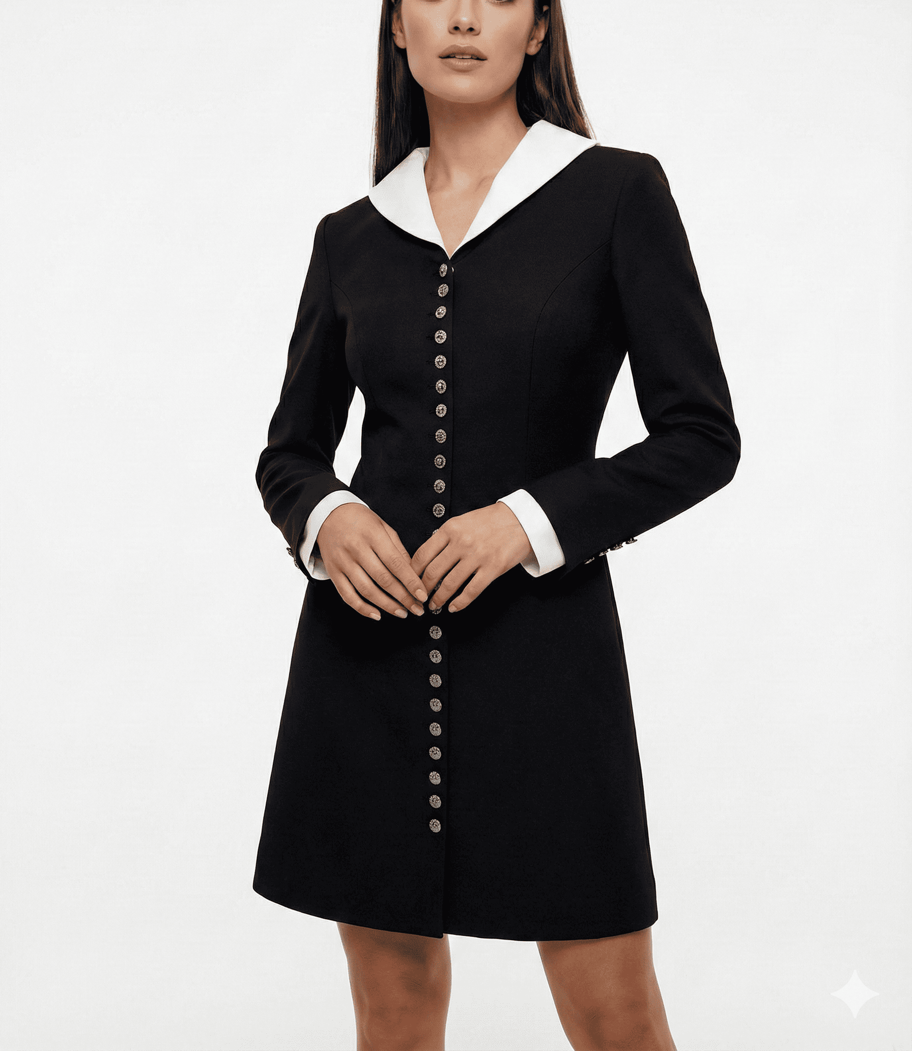 Magnolia black dress with white collar