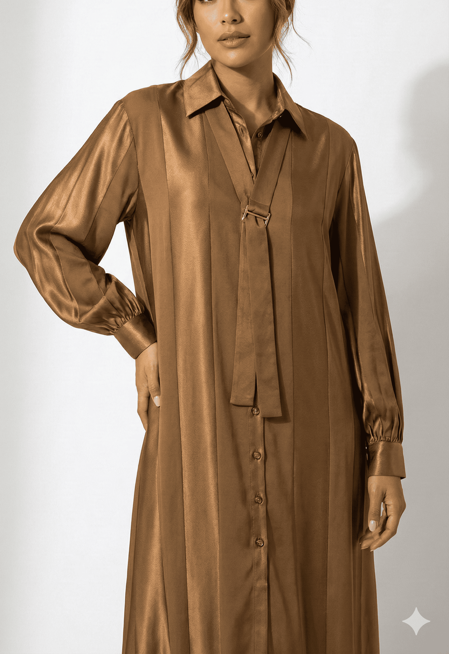 Clemence brown Burberry-style dress