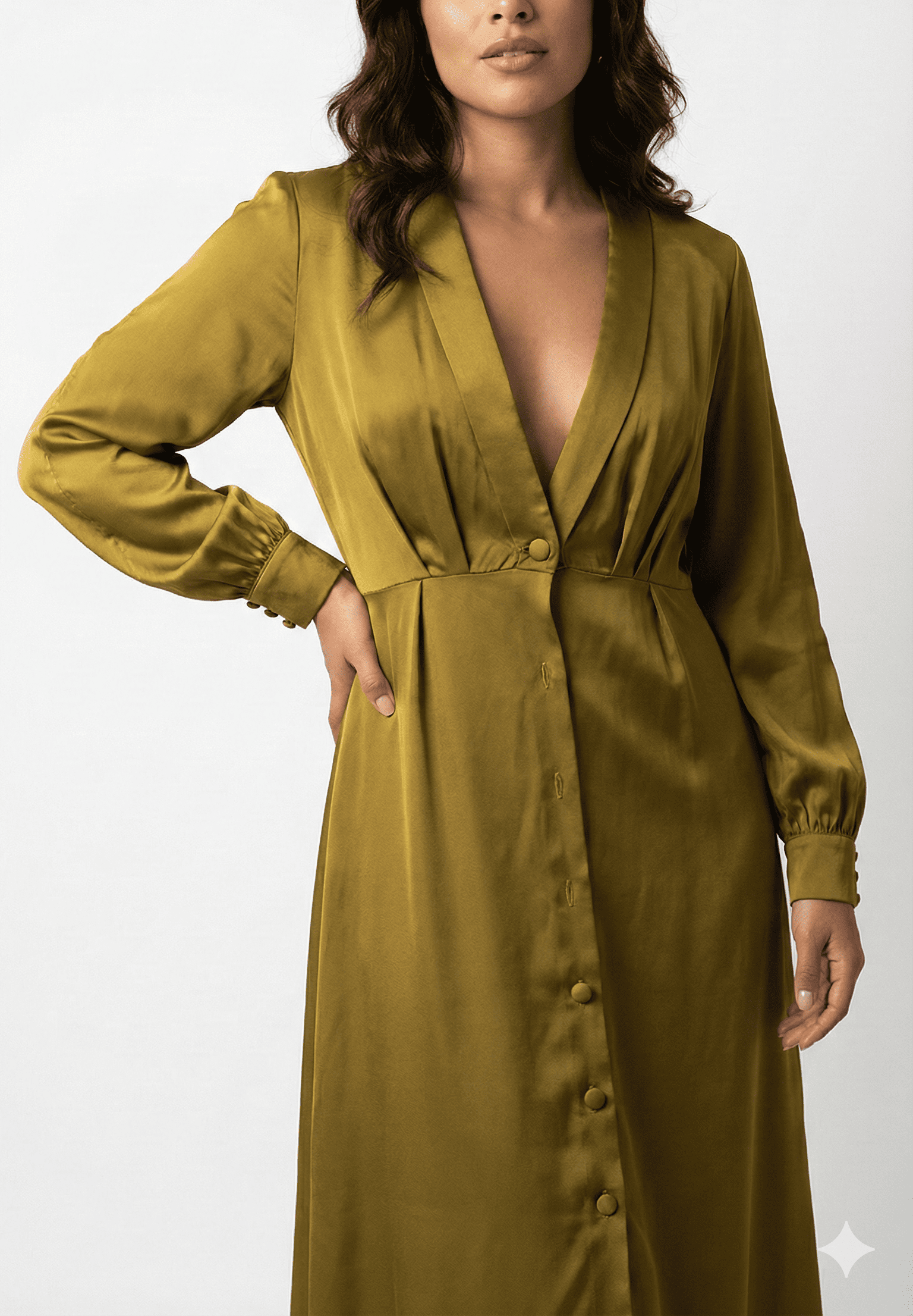 Premium Lucienne green silk dress