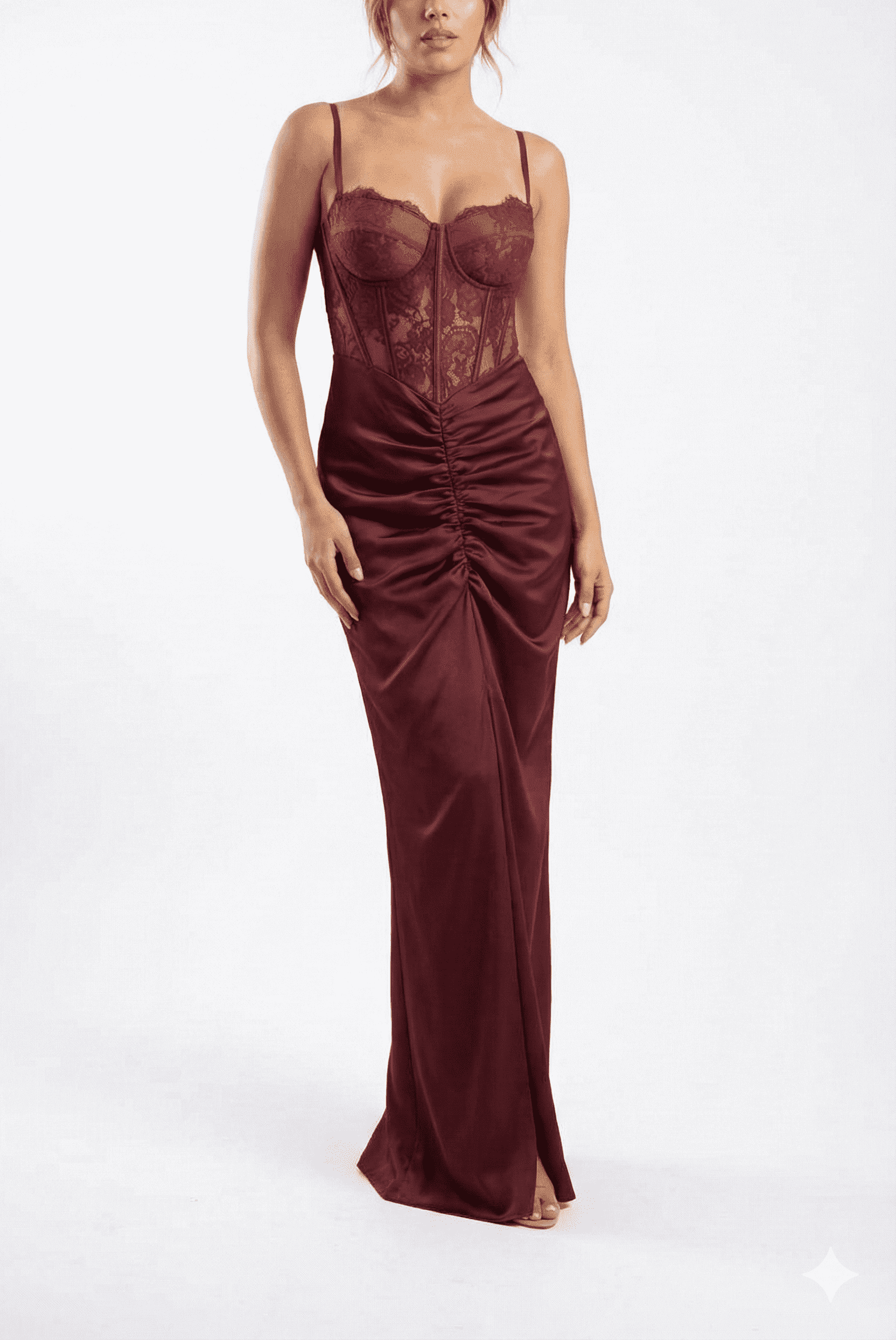 Katarina burgundy dress with guipure