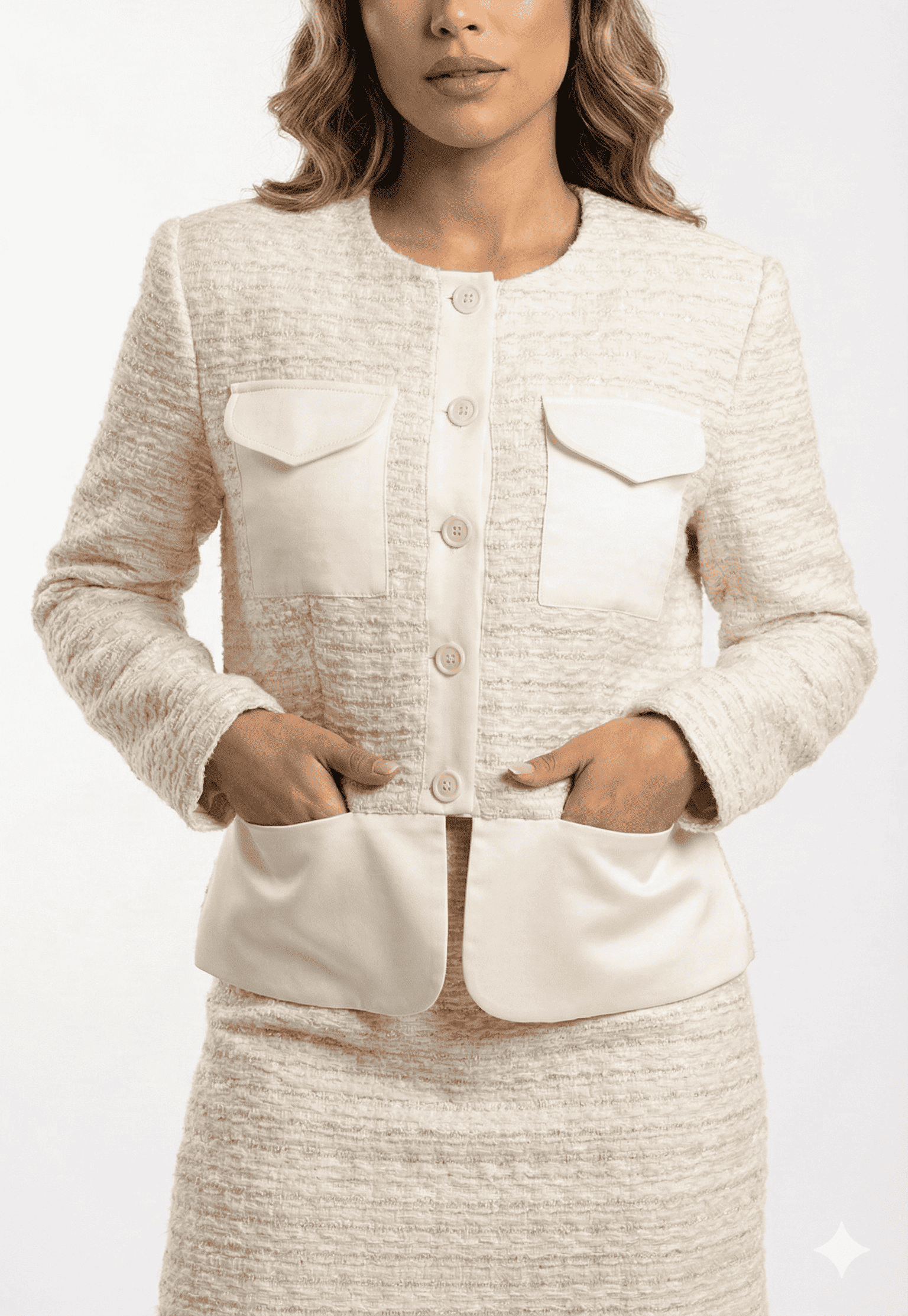 White Chanel-style suit