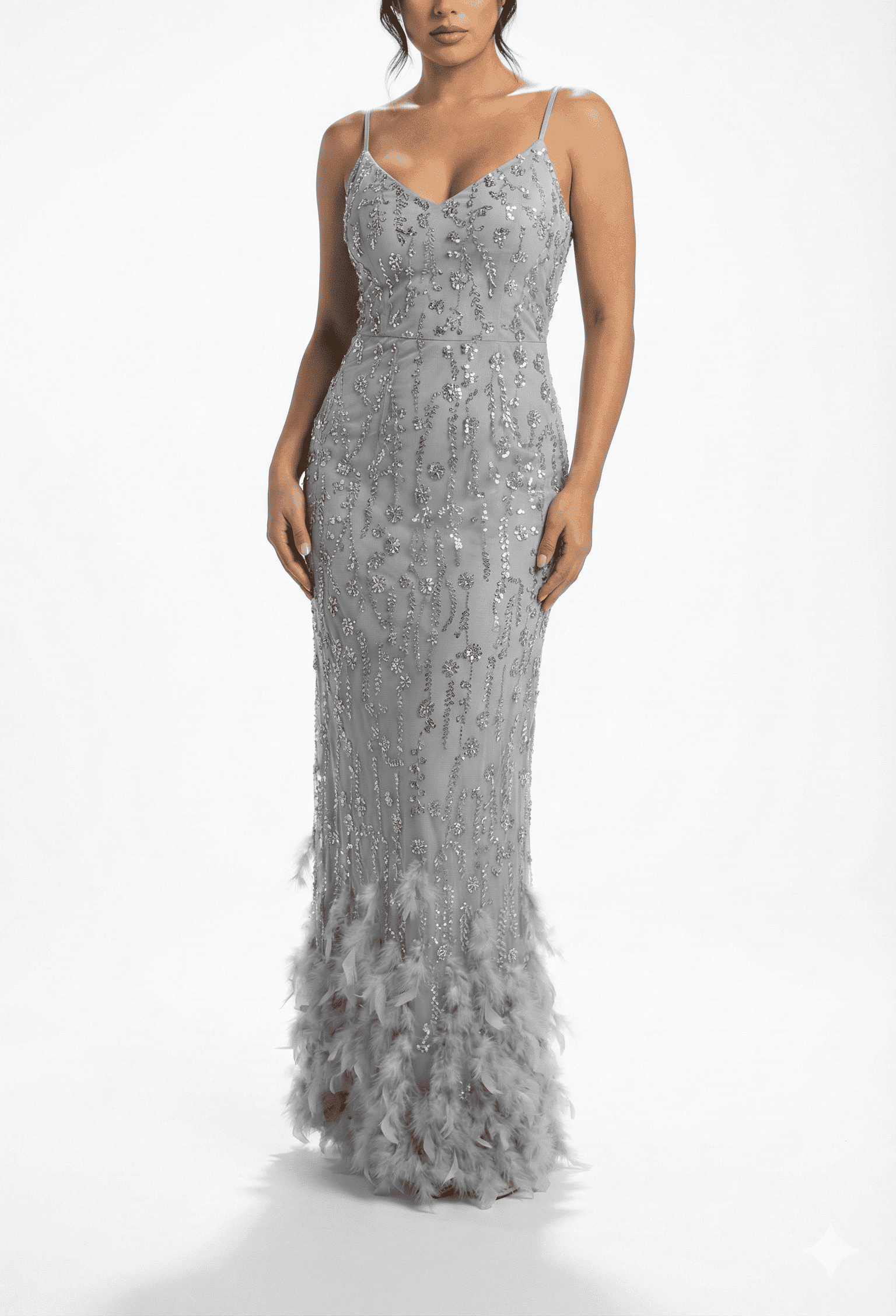 Luna grey feather dress | Elegant Fashion