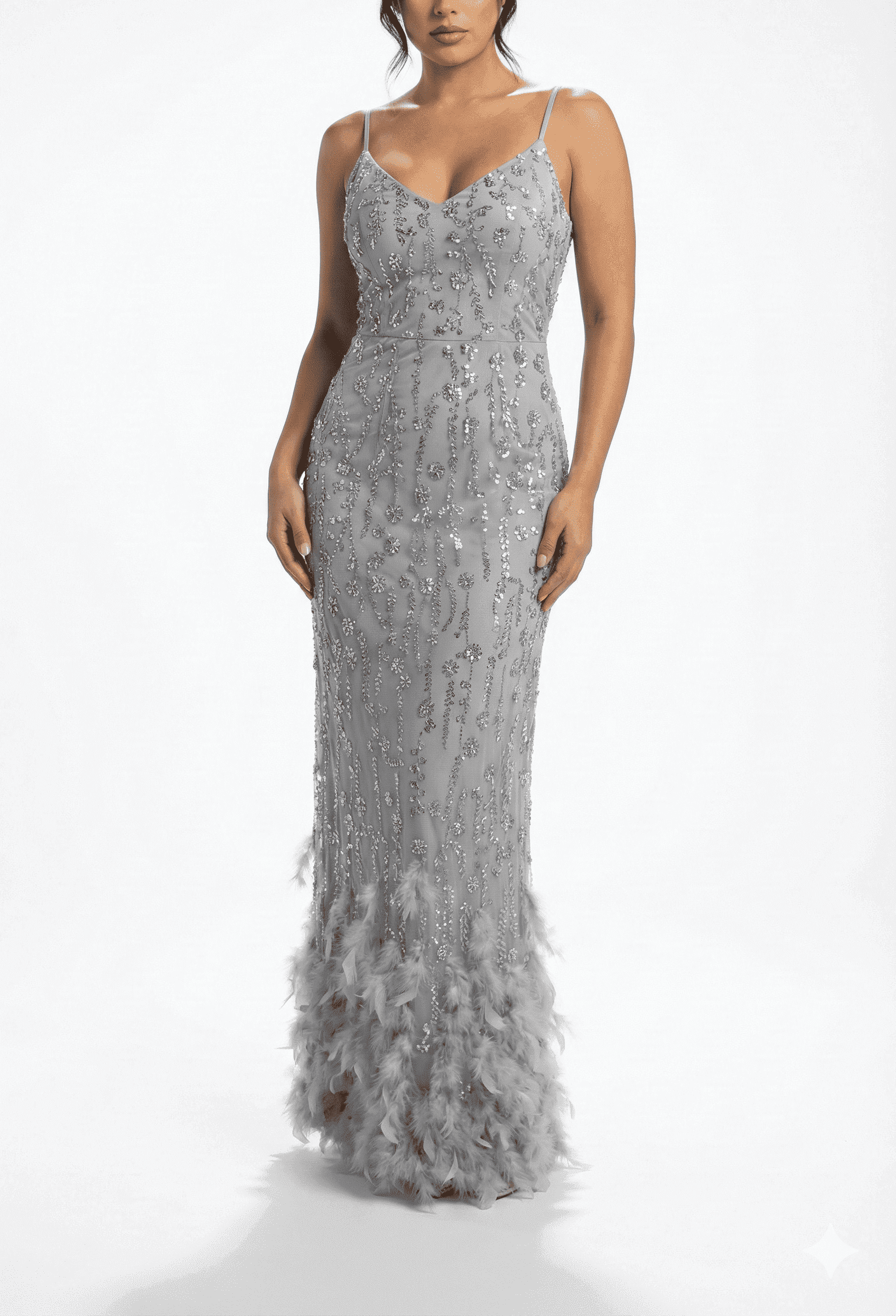 Luna grey feather dress