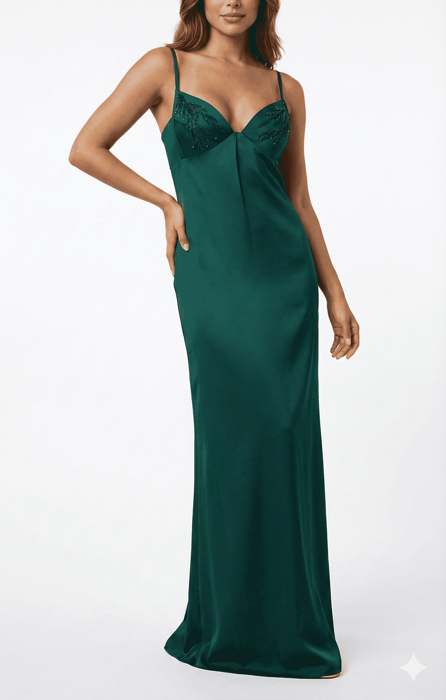 Latest Helena green silk dress