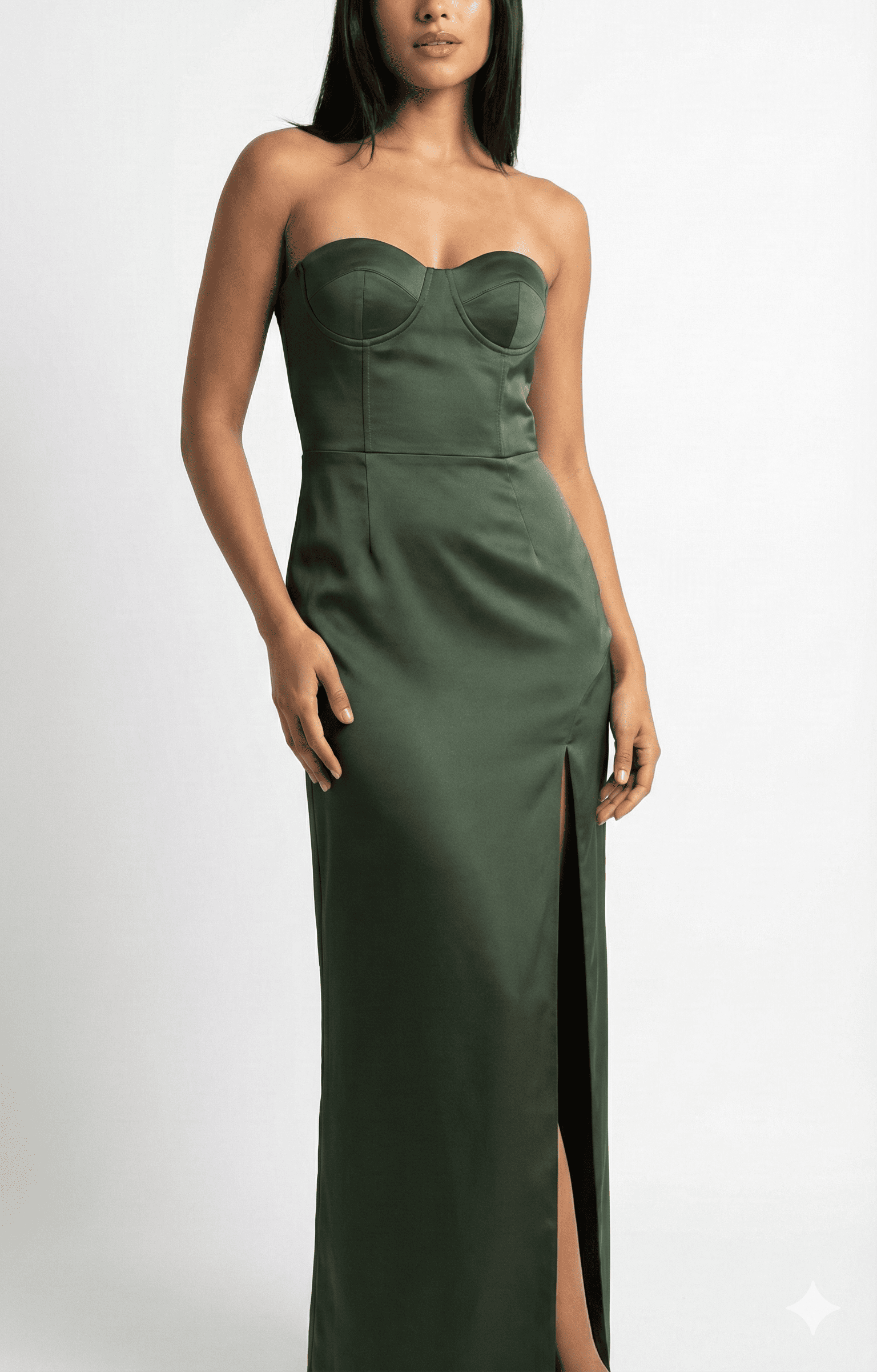 Stylish Ariadna green silk dress