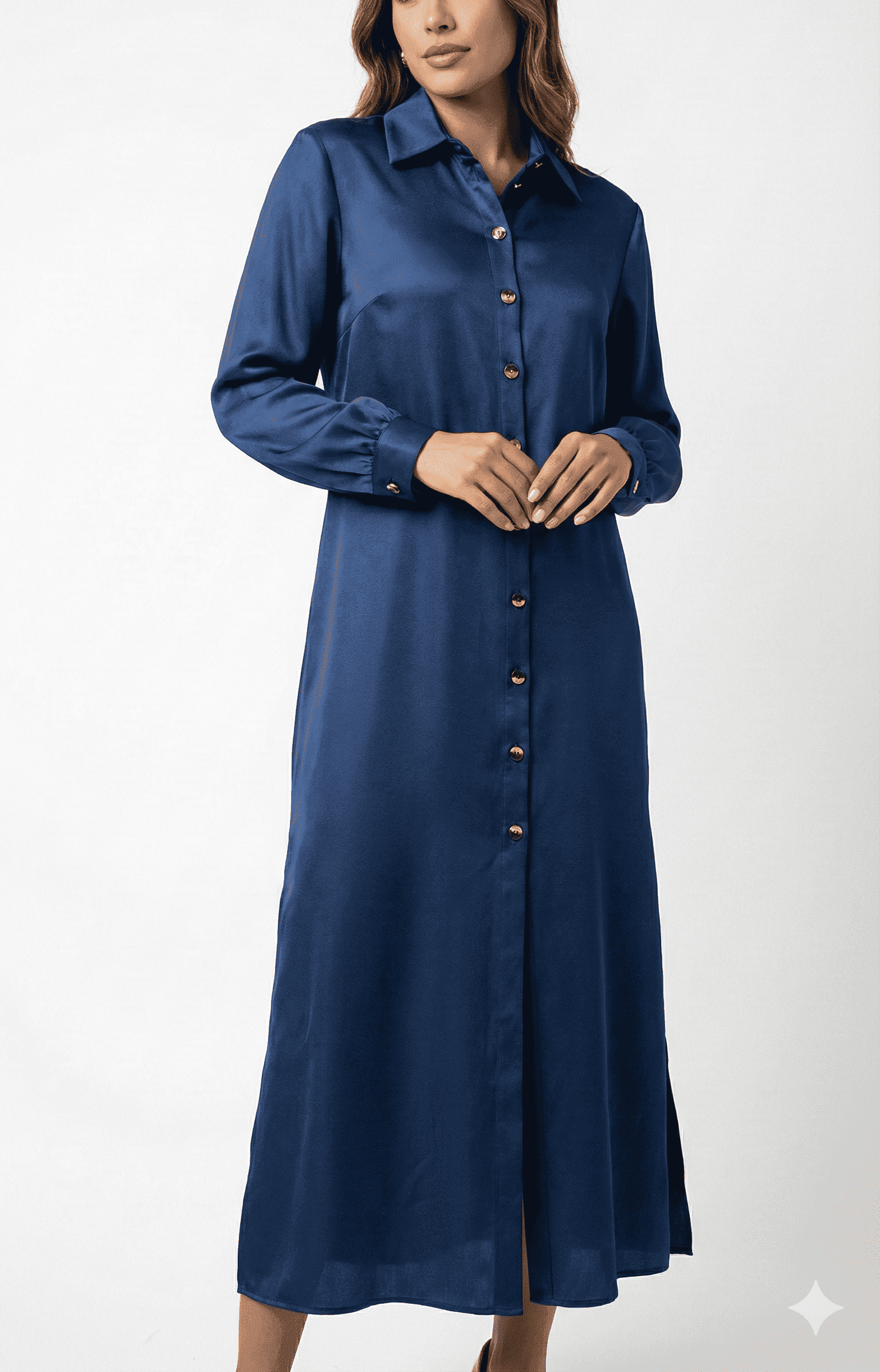Premium Calista blue dress with white collar