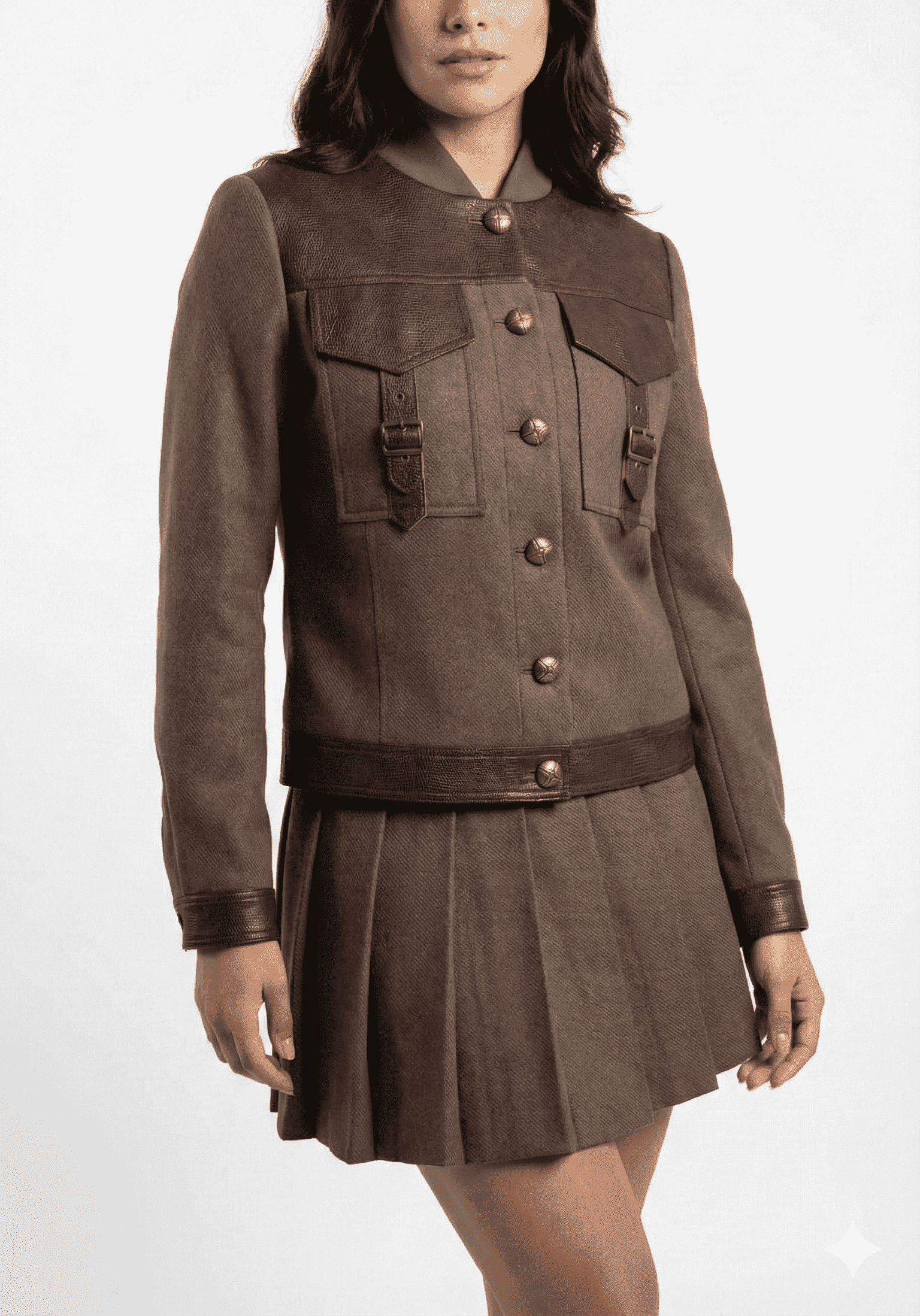 Green bomber jacket + skirt set