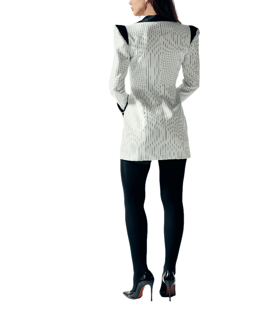 Vivienne black–white striped dress