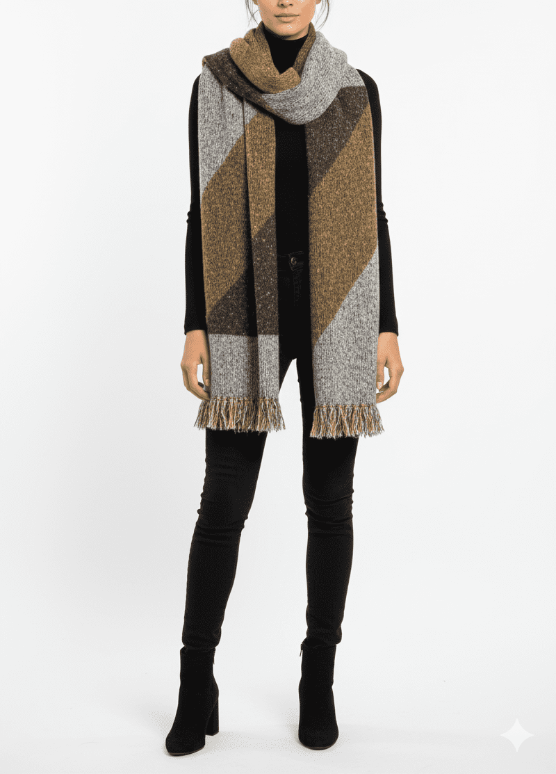 Stylish Brown and Silver Patterned Winter Muffler – Latest Collec