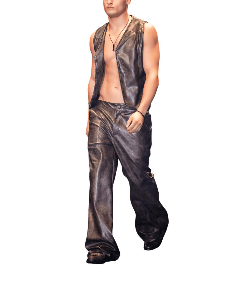 Dark Brown Full-Length Leather Skirt