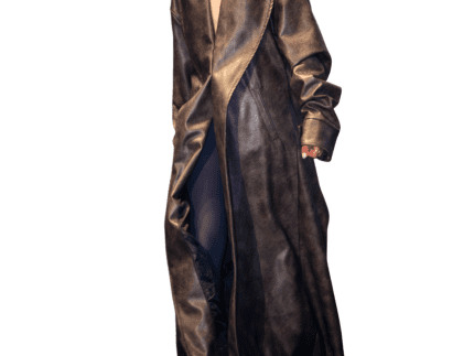 Longline Distressed Brown Leather Coat