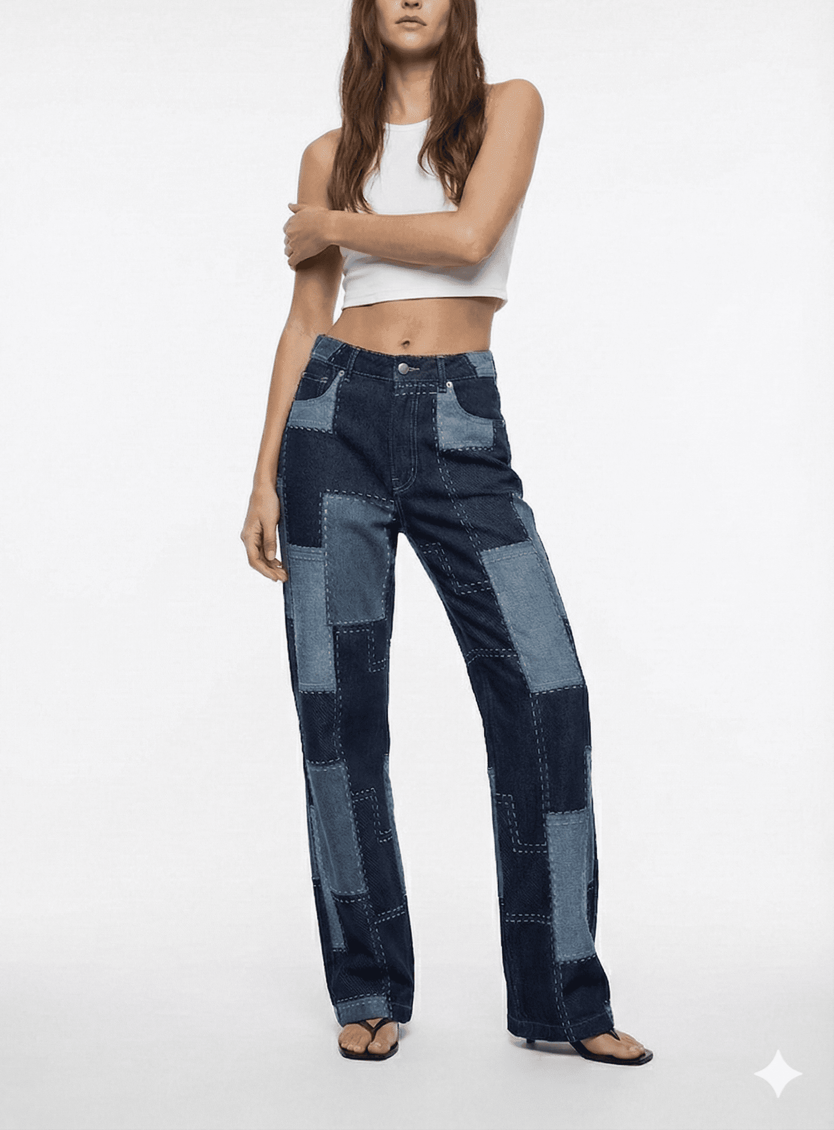 Patchwork Denim Pattern Fabric