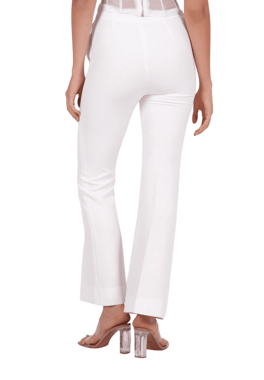 White Silk Draped Sevgilim Pants | Elegant Fashion