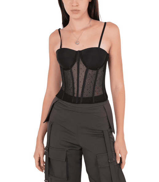 Best Price Crepe Black and White Corset