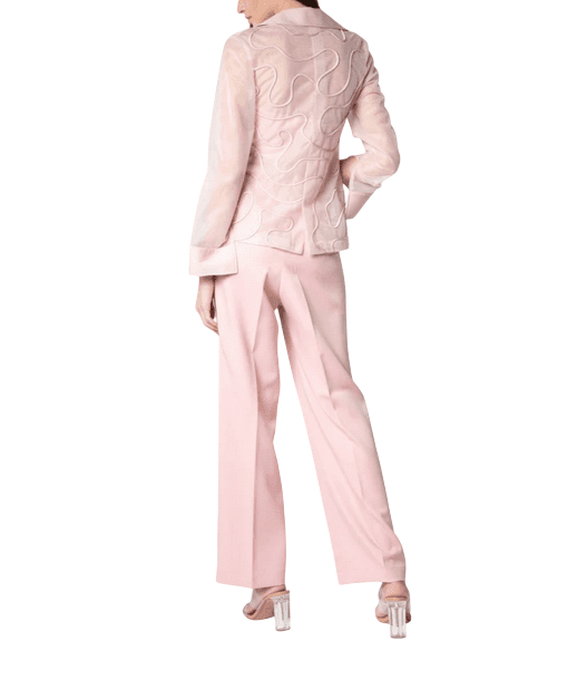 Latest Elegant Blush Pink Straight-Leg Trousers